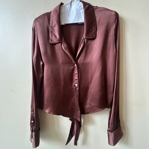 Wilfred Brown Buttoned Crop Top